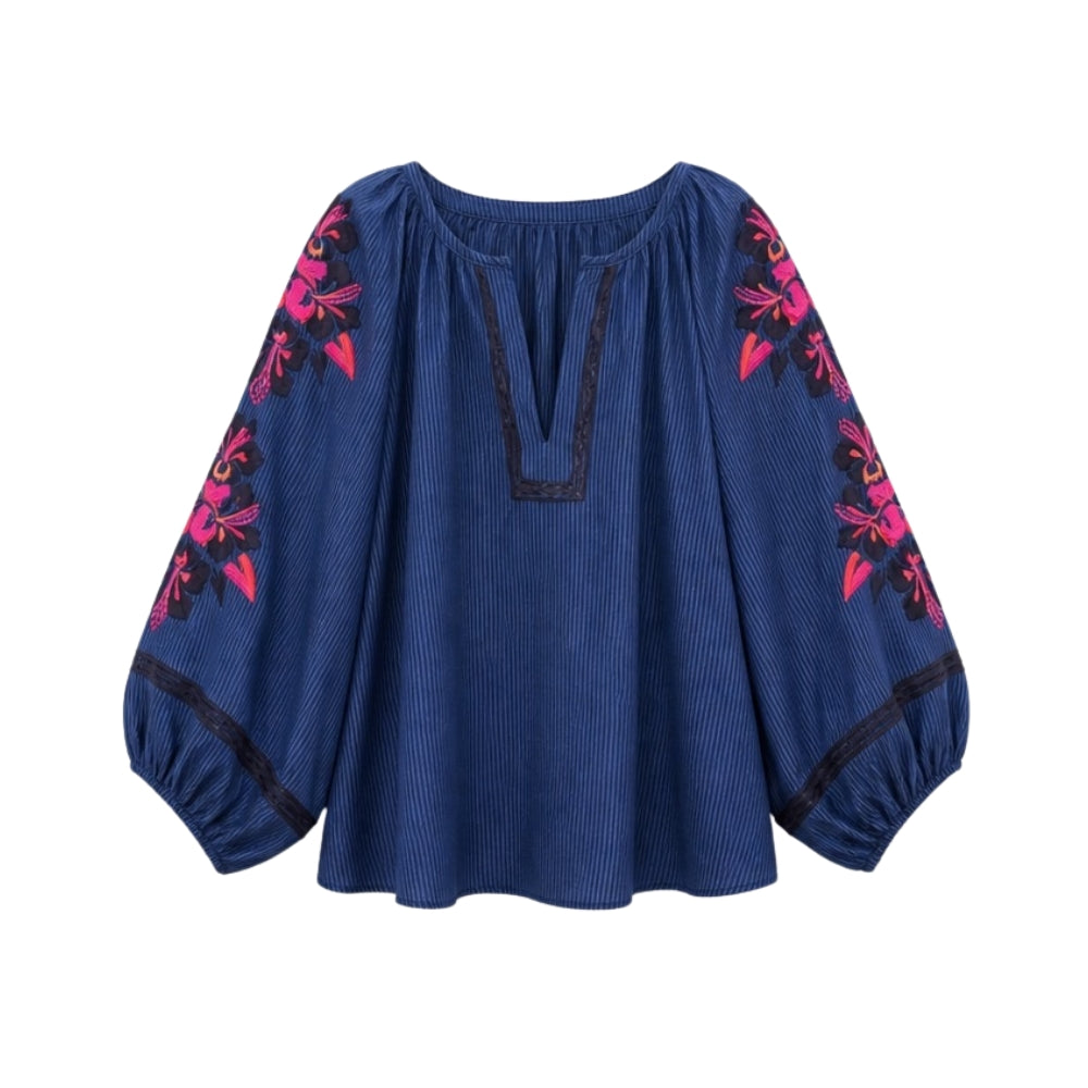 Qnuz bluse – Boheme 9471 (Denim)