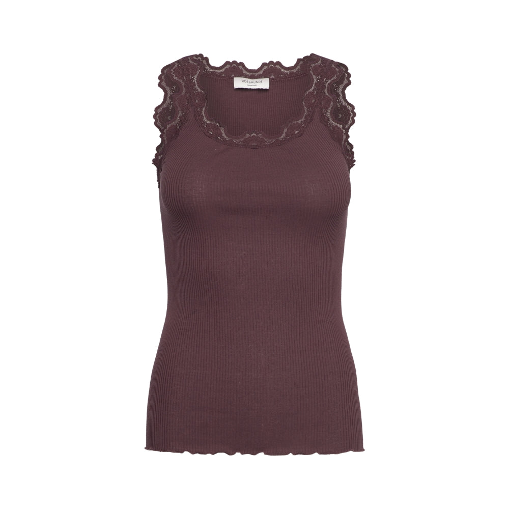 Rosemunde top med blonde (Bordeaux)