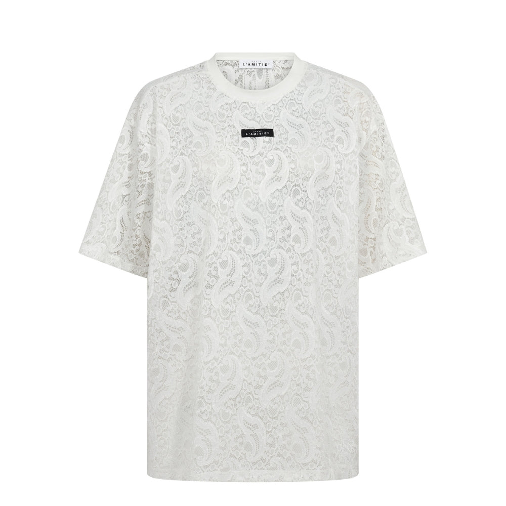 Haute L Amitie blonde t-shirt - Summer Lace Loose Tee – HL10725 – White