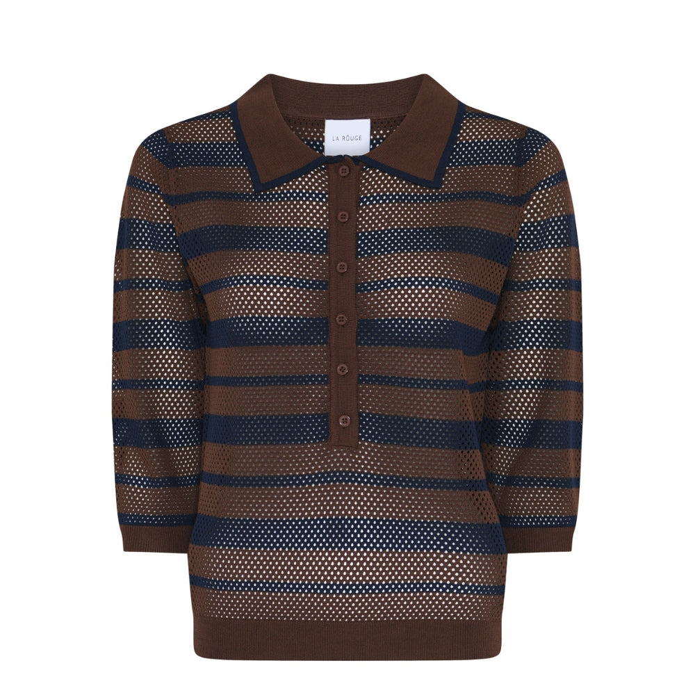 La Rouge strik polo Charlotte Knit Polo – LR1903 – Brown/Navy