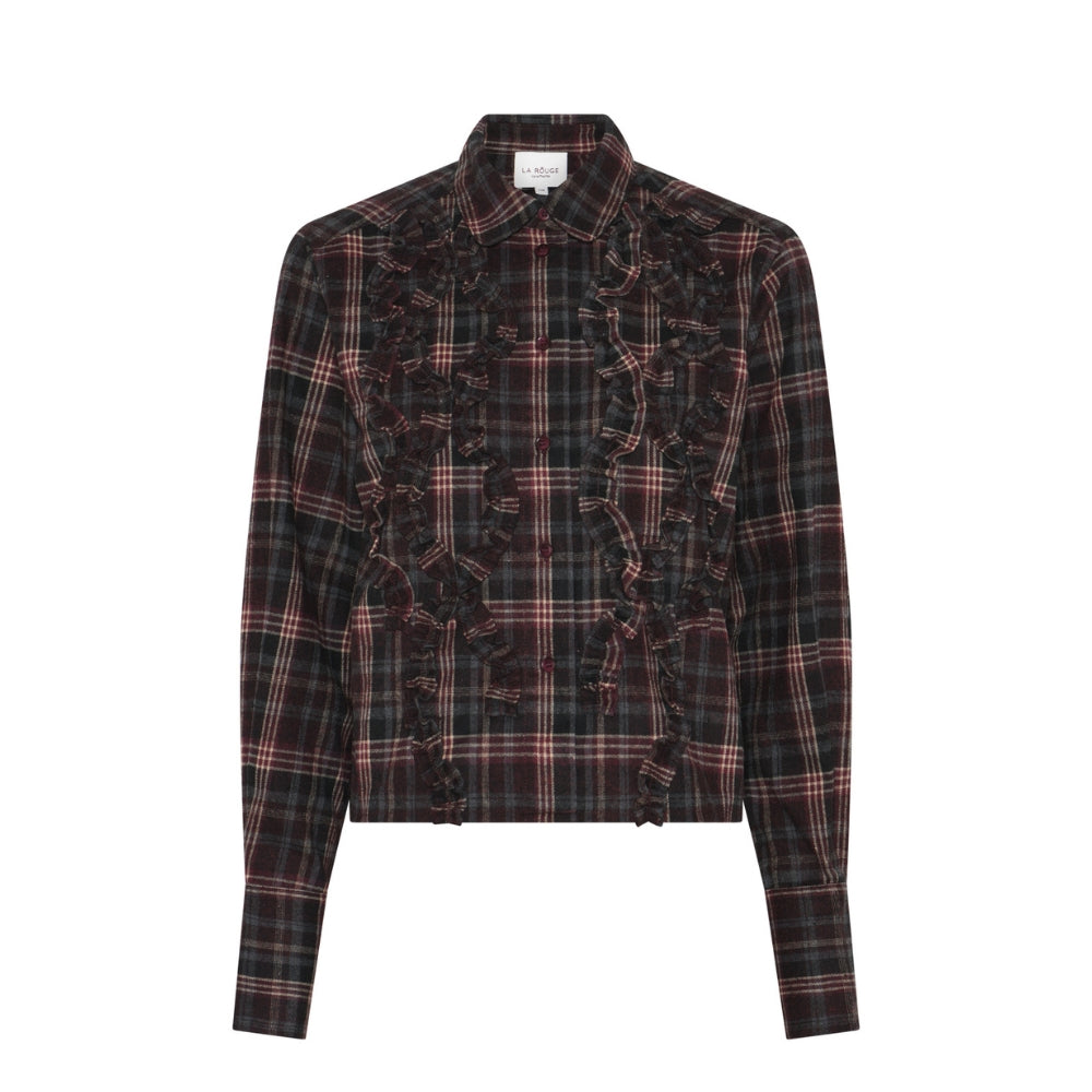La Rouge skjorte - Isa Cropped Shirt – LR1980 – Grey/Wine Checks