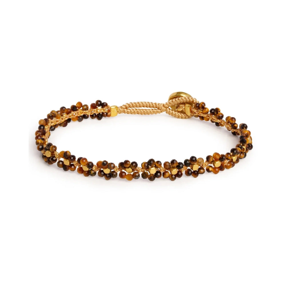 Ibu Jewels armbånd – AI07 Lulu stone flowers (Brun)