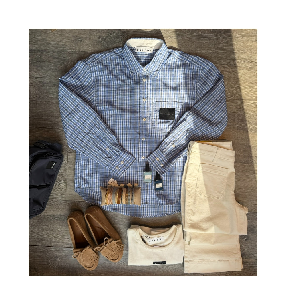 Haute L Amitie ternet skjorte - Contrast Color Check Shirt – HL10814 – Blue