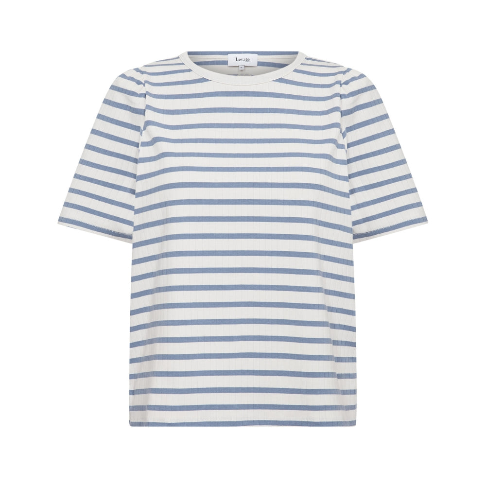 Levete Room stribet t-shirt - LR-NEDDIE 1 - 201244- 6415C Stone Wash Combi