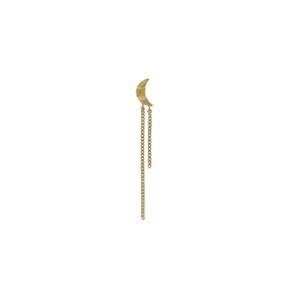 Stine A ørering - Petit Bella Moon Earring with Two Chains – Single  – 1415-02-S