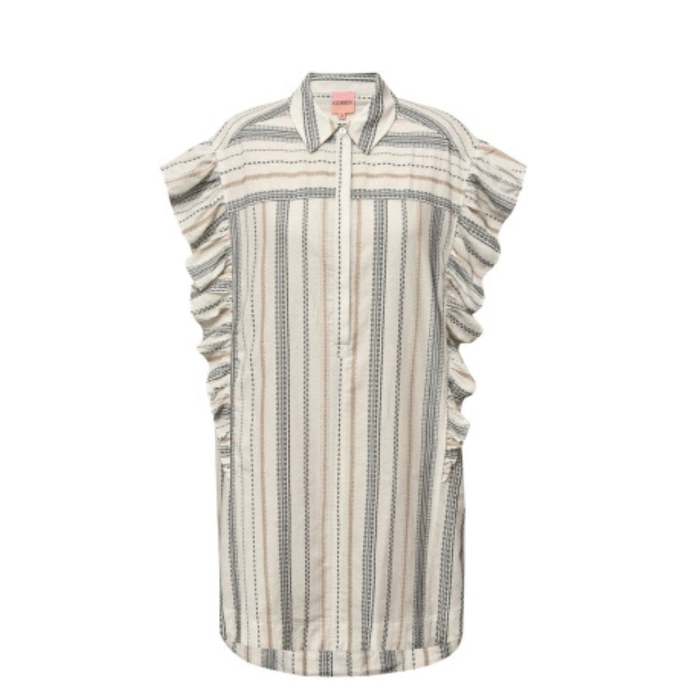 Gossia skjorte kjole LeonoreGo tunica Dress – G1671 – white-sand-black Udsalg