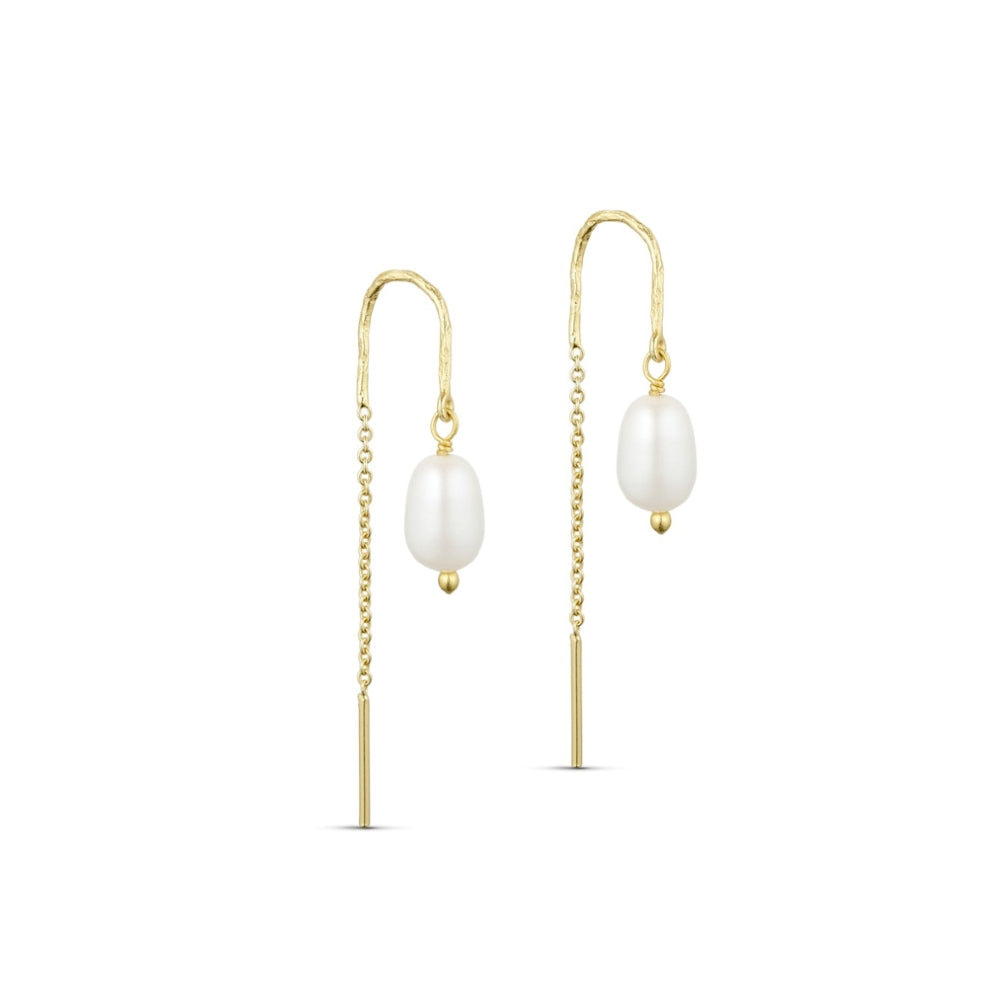 Pure by Nat øreringe - Alba chain earrings – 45958 (Guld/Hvid)