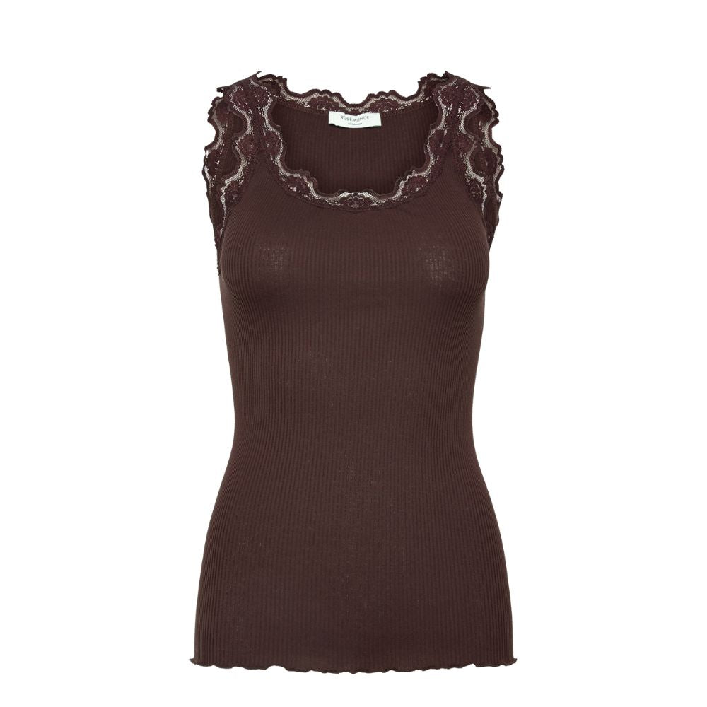 Rosemunde top - Silk top w lace – 5205 - 856 Mole
