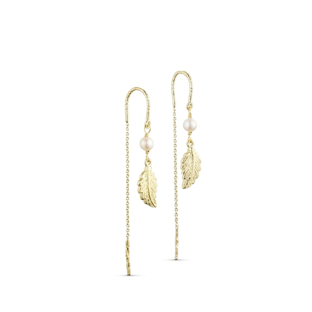 Pure by Nat Lange øreringe - Linn chain earrings – 45939 (Guld/Hvid)