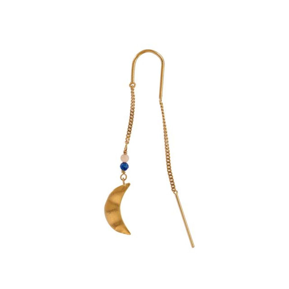 Stine A ørering - Bella Moon Earring with Double Chain, Single – 1433-02-S - Guld