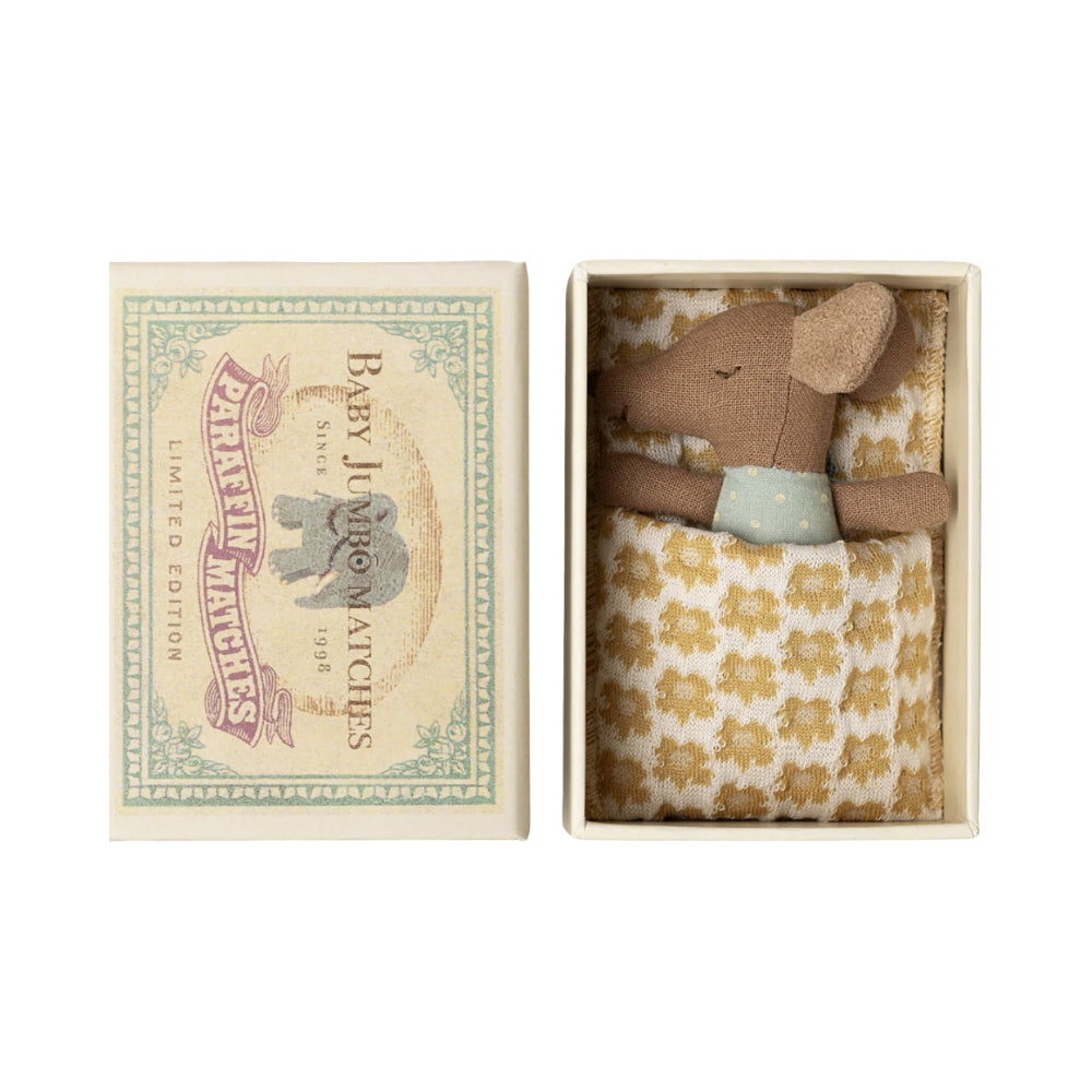 Maileg Sleepy wakey baby mus i tændstikæske – 17-5001-00 – Blå
