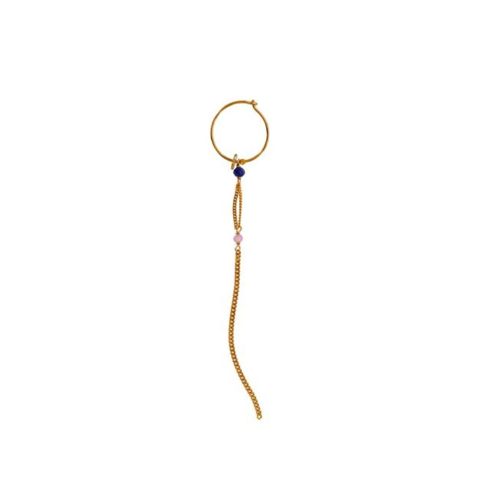 Stine A øreringe - Miss Paris Hoop Earring with Long Chain - Montmartre, Single – 1435-02-S - Guld