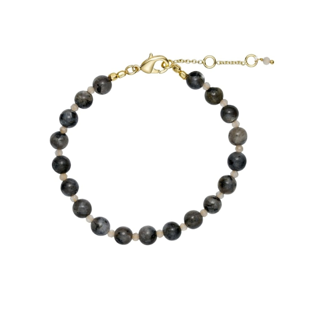 Pure by Nat armbånd - Estelle gemstone bracelet – 40699 - G/P Larvikite / Grey Moonstone