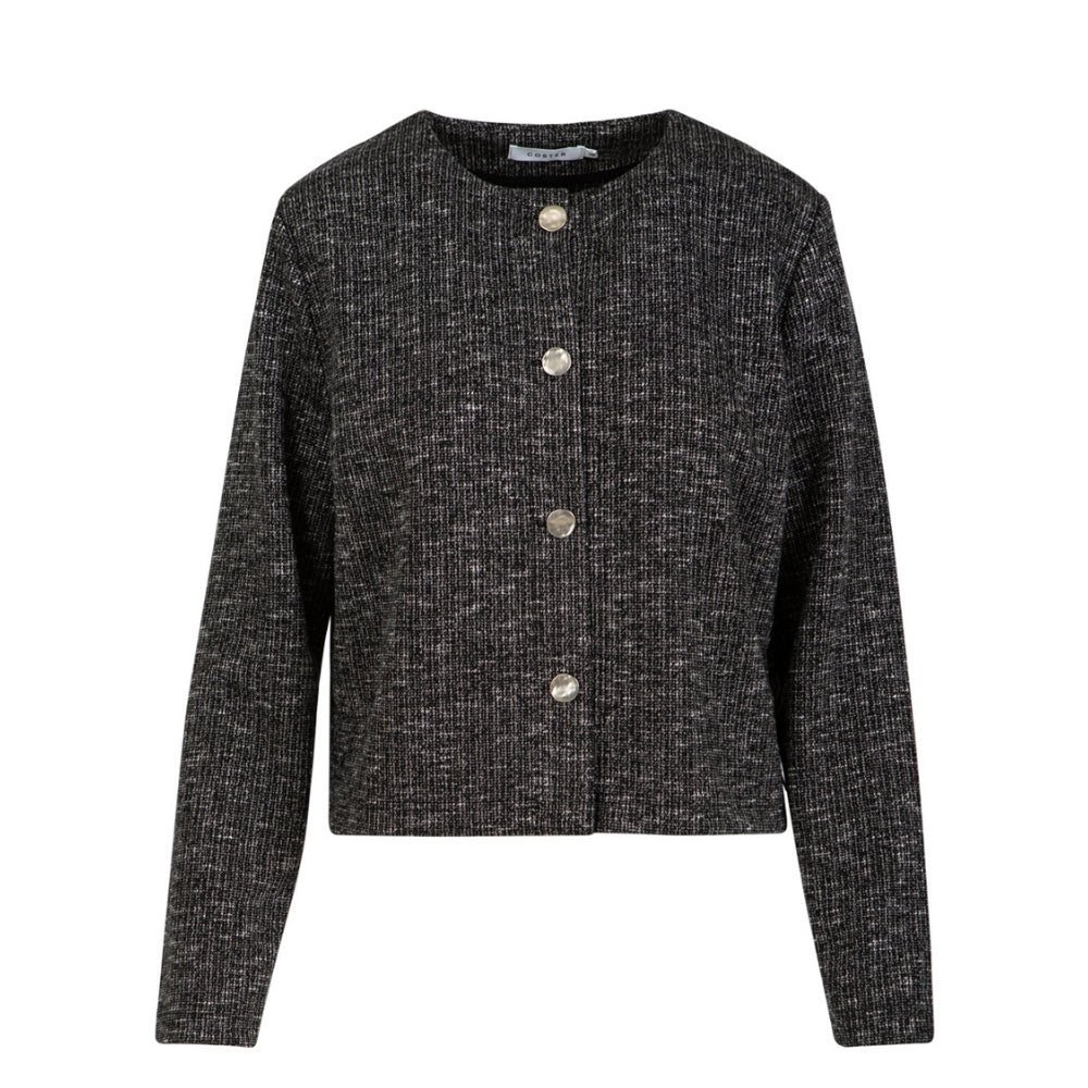 Coster Copenhagen strik jakke - Knit jacket with buttons – 255-2510 – Black/Grey mix