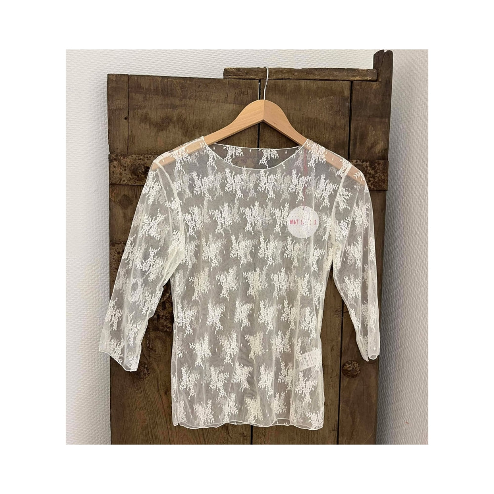 Not Sisters mesh blonde bluse – (Råhvid)