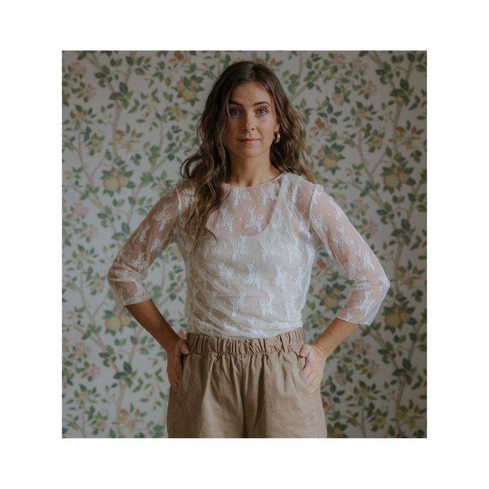 Not Sisters mesh blonde bluse – (Råhvid)