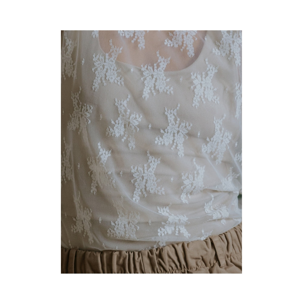 Not Sisters mesh blonde bluse – (Råhvid)
