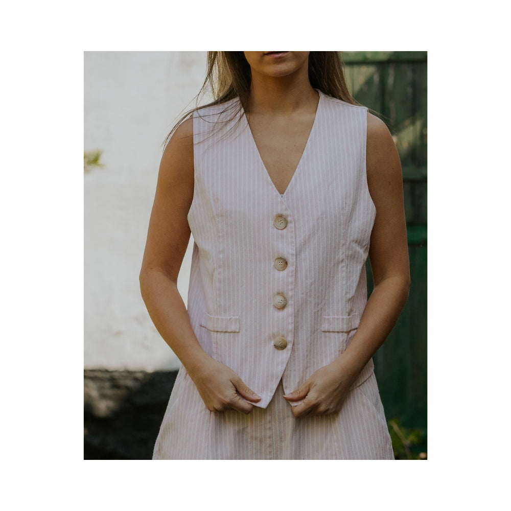 Not Sisters vest –Vera (Råhvid/Pink)