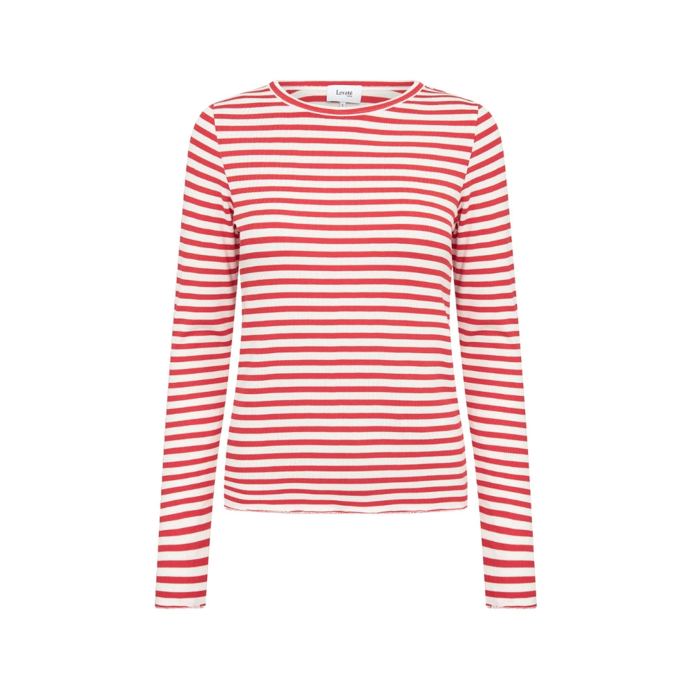 Leveté Room bluse – LR-Ika 11 (Rød/Hvid)
