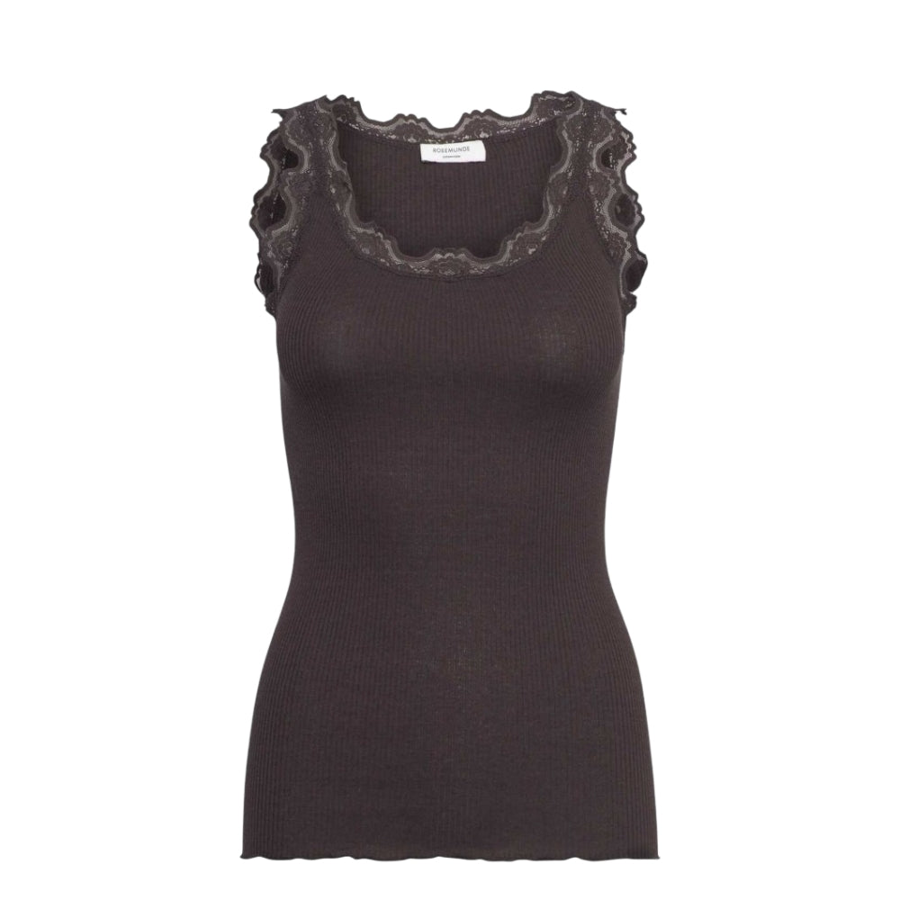 Rosemunde top - RWBabette Silk top w lace – 5205 –  Ganache