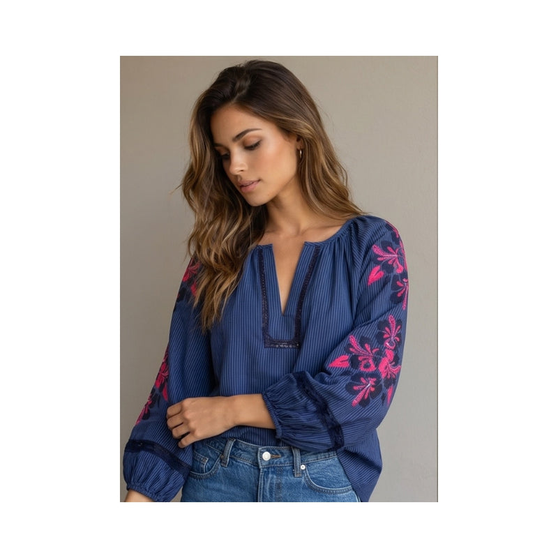 Qnuz bluse – Boheme 9471 (Denim)