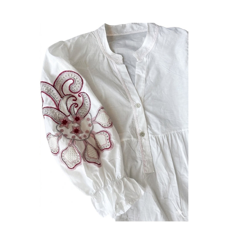  Qnuz bluse - Bell Blouse w embrodery - 9344 - 10 White 