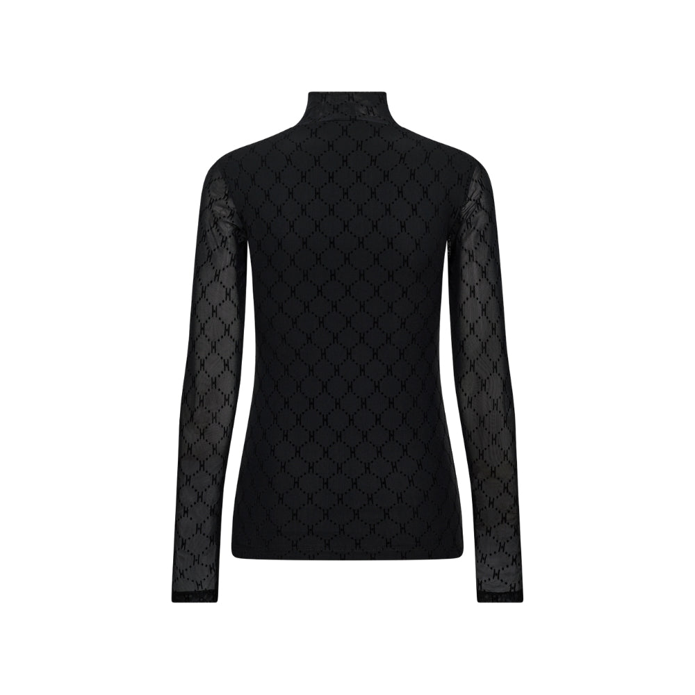 Hype the Detail bluse – Mesh højhalset 3-300-15-9 (Sort)