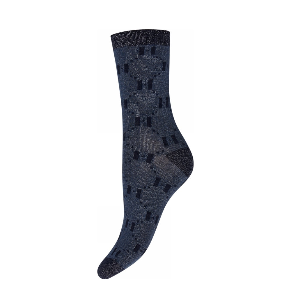 Hype the Detail strømper - Socks w/lurex - 3-21562-75-4347 (Glimmer/Navy)