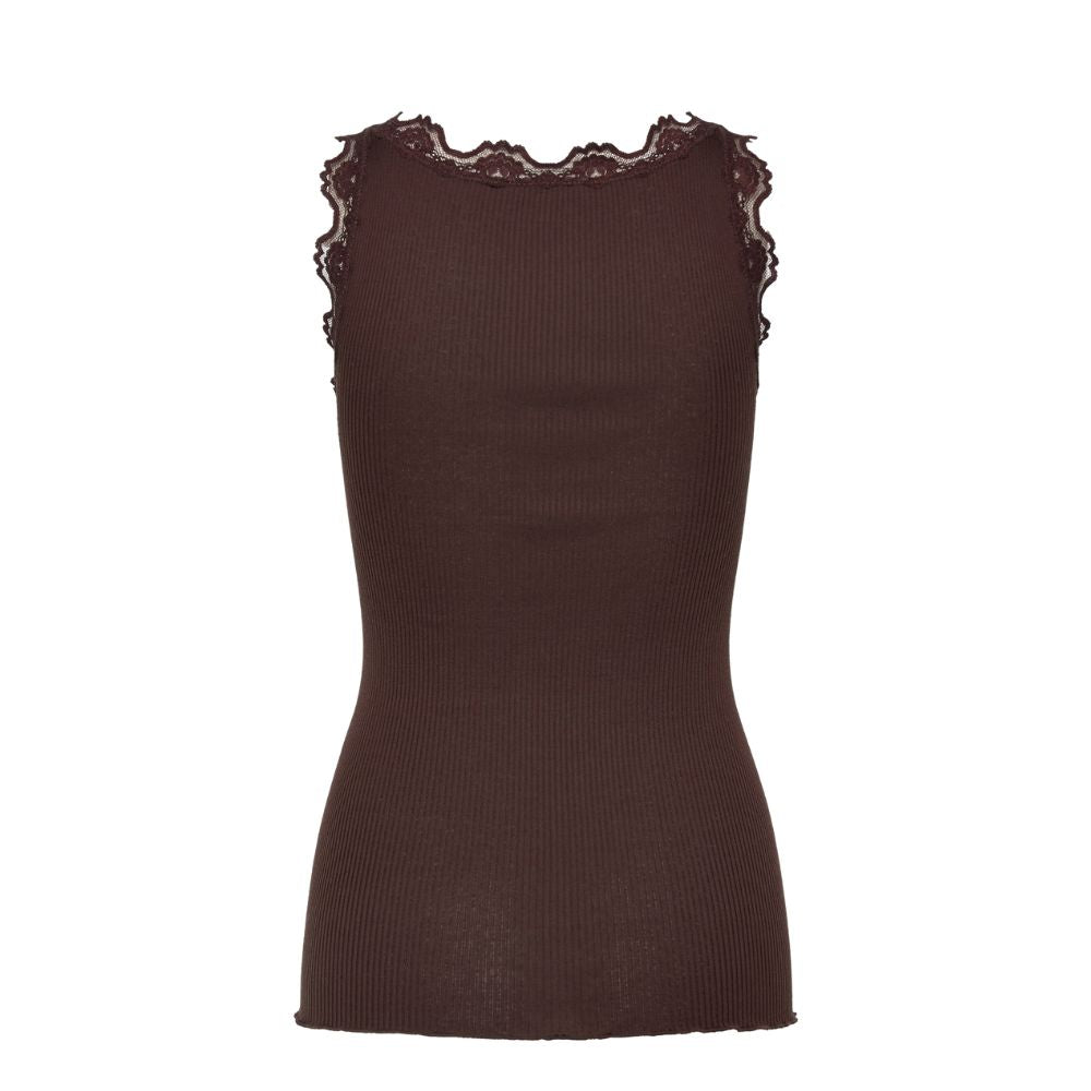 Rosemunde top - Silk top w lace – 5205 - 856 Mole