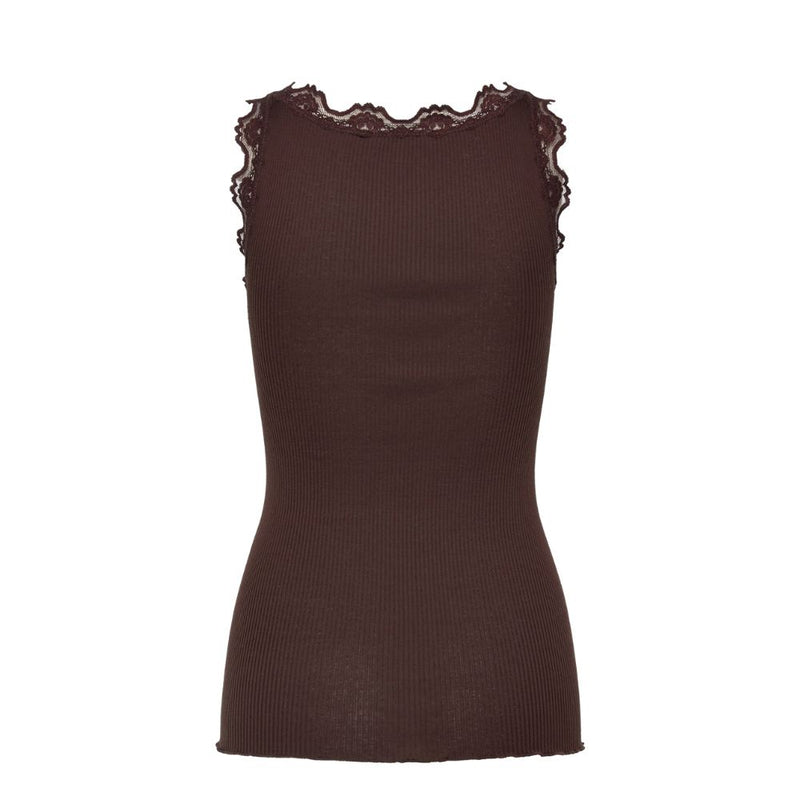 Rosemunde top - Silk top w lace – 5205 - 856 Mole