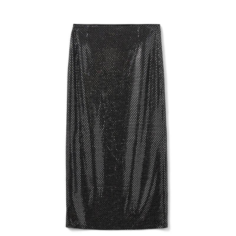 Sofie Schnoor lang pillet nederdel STARLASW SKIRT - S244251 - 1008 Black w silver Sort og sølv