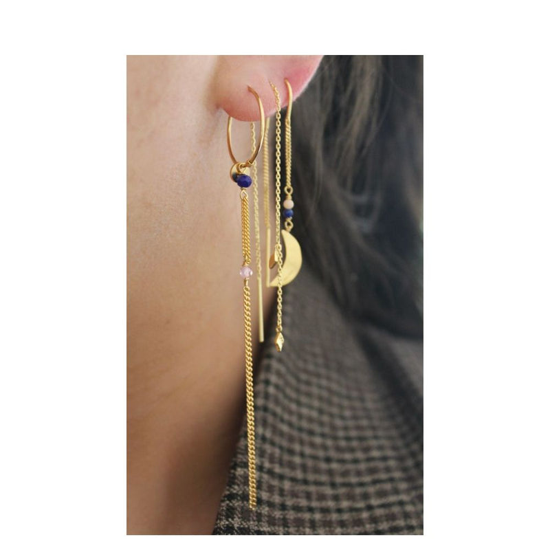 Stine A øreringe - Miss Paris Hoop Earring with Long Chain - Montmartre, Single – 1435-02-S - Guld