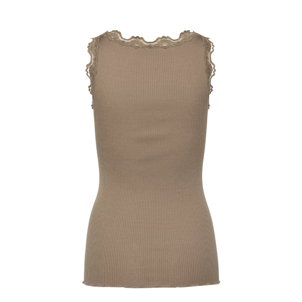 Rosemunde top med blonde - 5205 (Valnød)