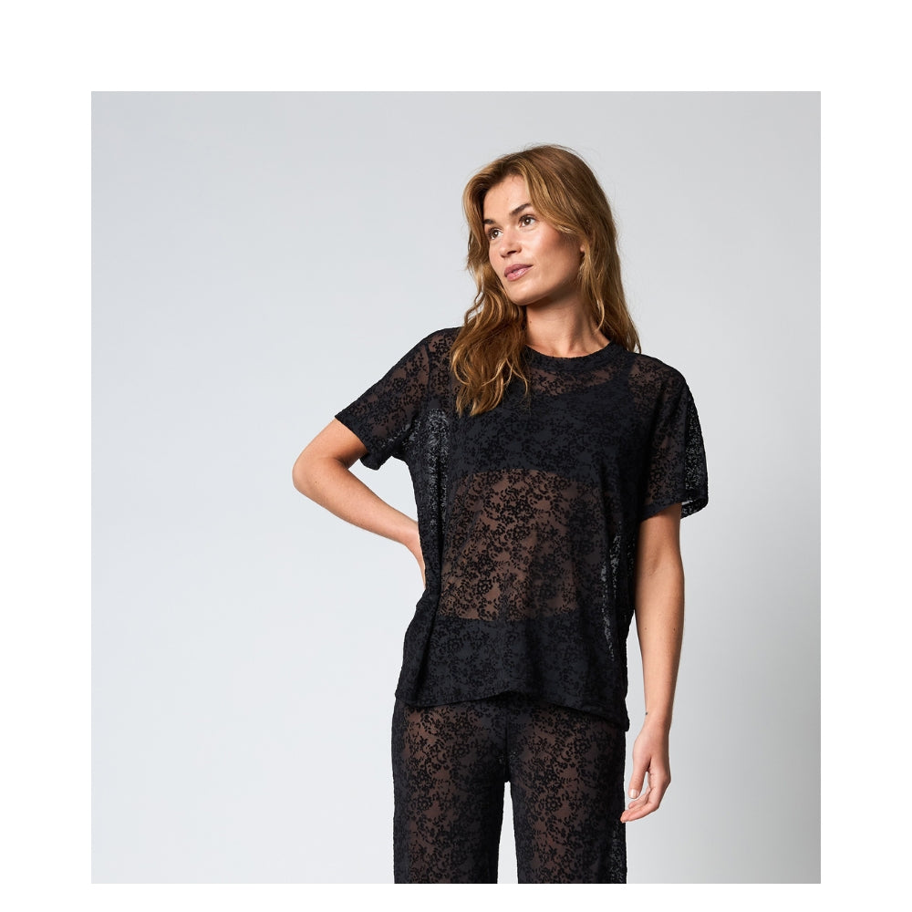 Hype the Detail t-shirt - Lace Tee Oversize - 3-852-9 - 9 Black