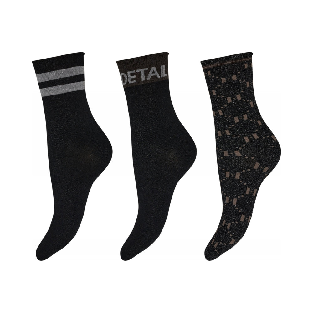 Hype the Detail strømper – 3pk 3-21550 (Sort/ Glimmer)