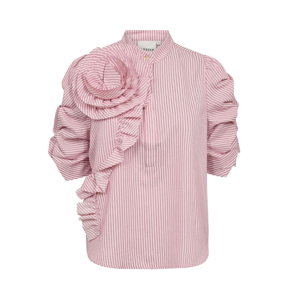 Gossia bluse med blomst - ZabinaGO Ea Blouse – G3229 - Pink Stripes