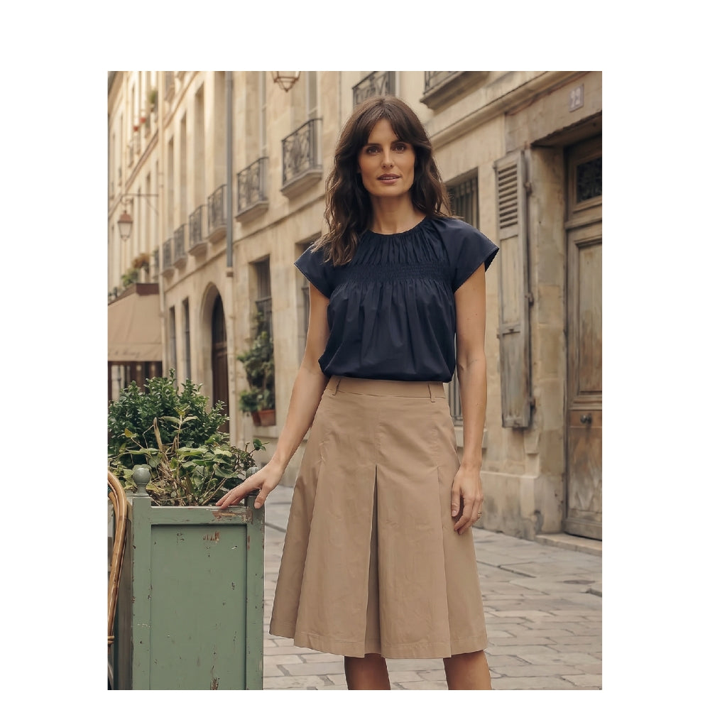 La Rouge nederdel - Vilma Plisse Skirt – LR1923 – Dark Sand