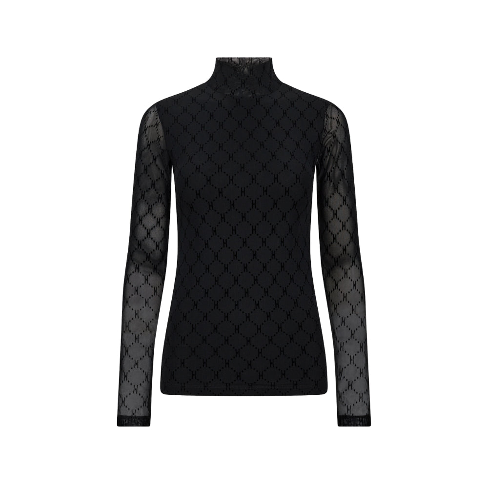 Hype the Detail bluse – Mesh højhalset 3-300-15-9 (Sort)