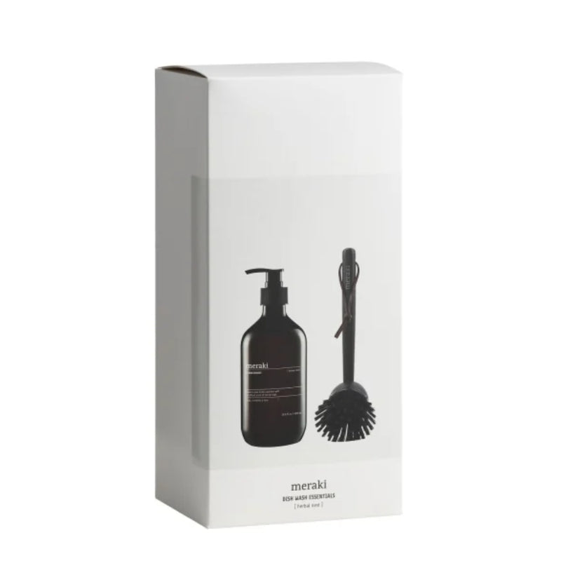 Meraki gaveæske opvaskesæbe og opvaskebørste i sort Gift Box - Blossom Breeze, Dish Wash essentials