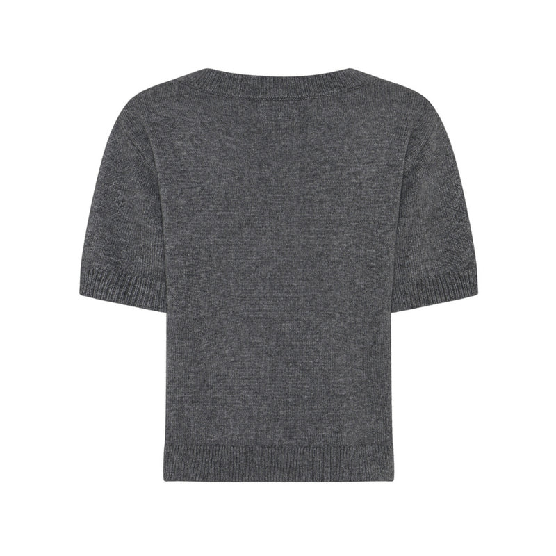 Las Rouge strik t-shirt - Julie S/S Knit - LR1982 - Dark Grey Melange