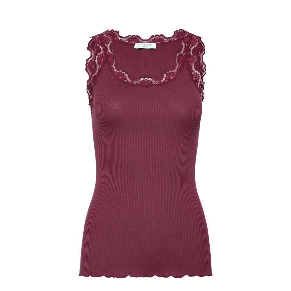 Rosemunde top - Silk top w lace – 5205 - 093 Windsor Wine 