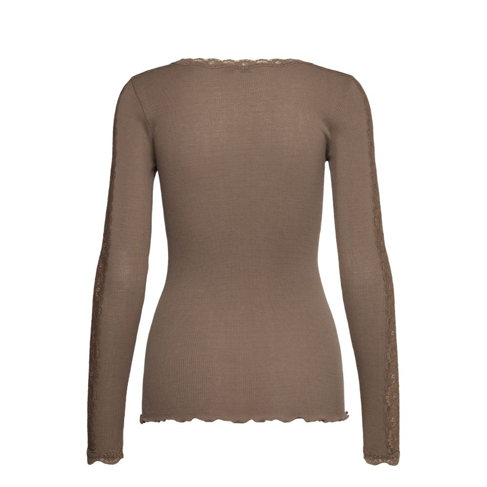  RWBernadine Organic LS O-Neck Lace T-shirt – 4893 - 070 Walnut