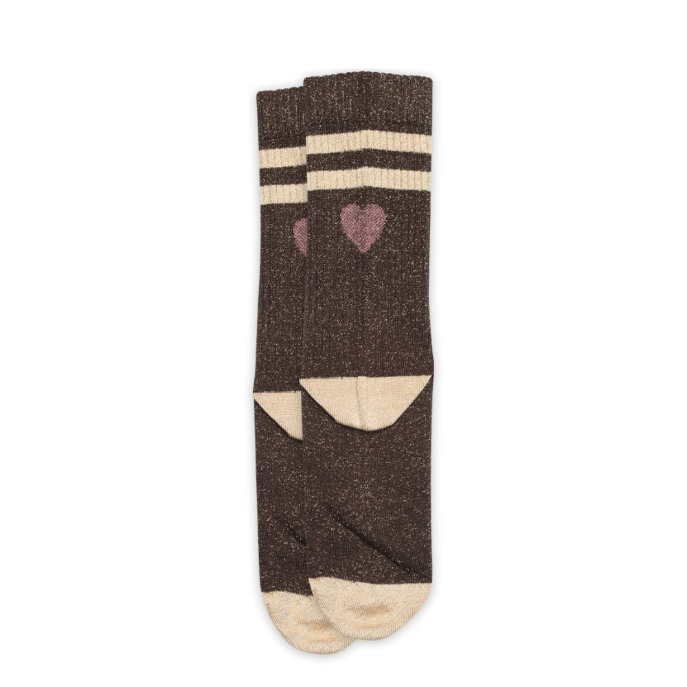 MP DEnmark glimmer sokker - Elga Glitter Socks - 79755 - 541 Dark Brown