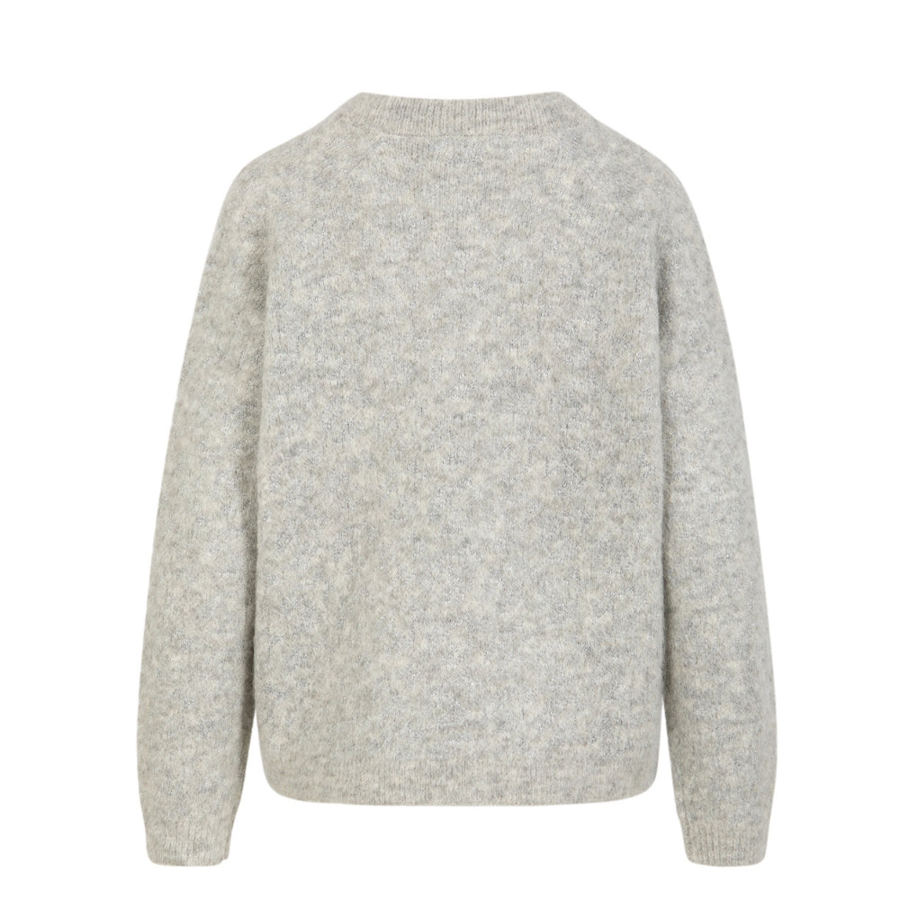 Coster Copenhagen strik - V-neck with silver houndstooth – 255-2533 – Mist grey