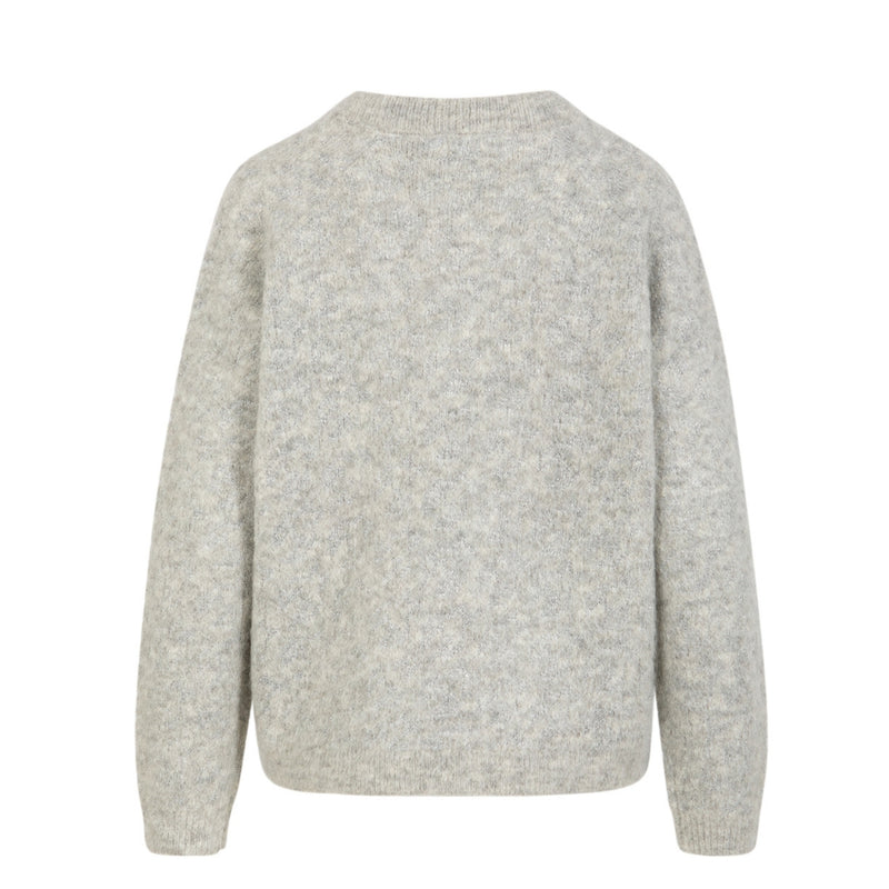 Coster Copenhagen strik - V-neck with silver houndstooth – 255-2533 – Mist grey