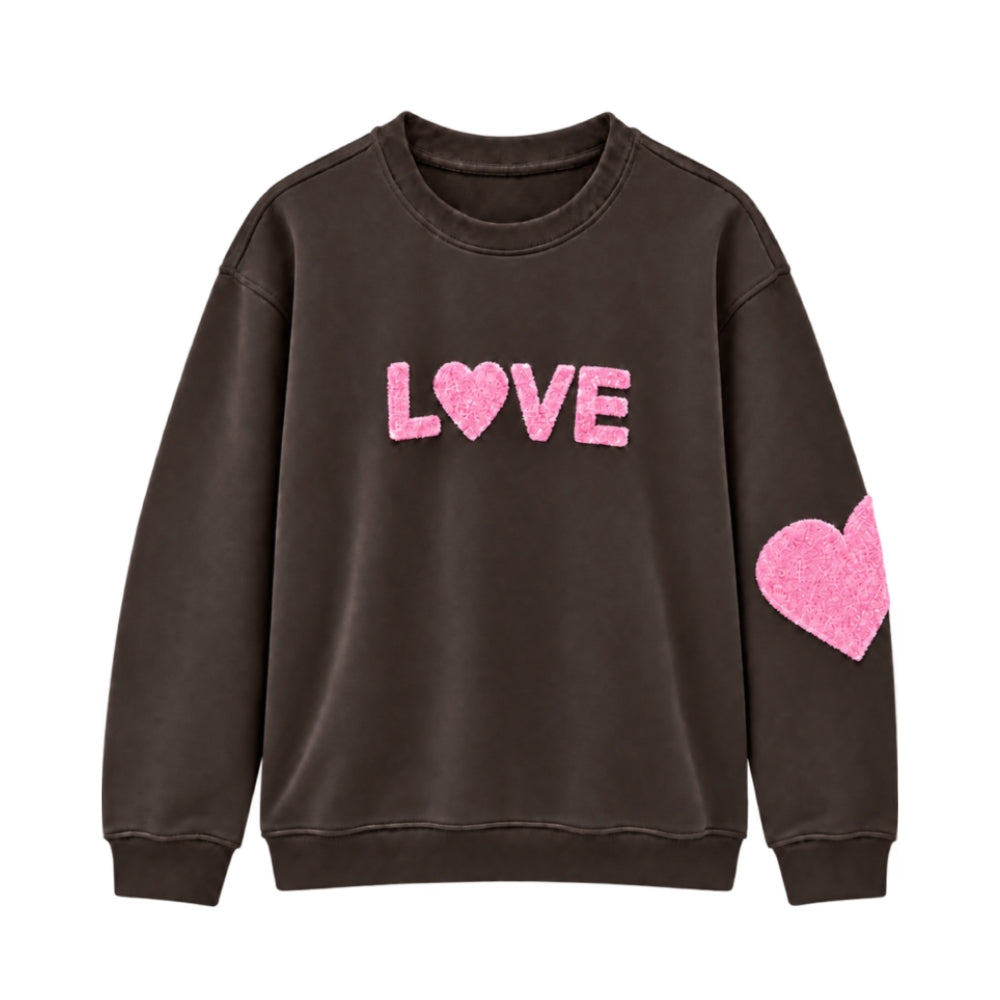 Lulu's Love sweatshirt - Love (Mørkebrun)