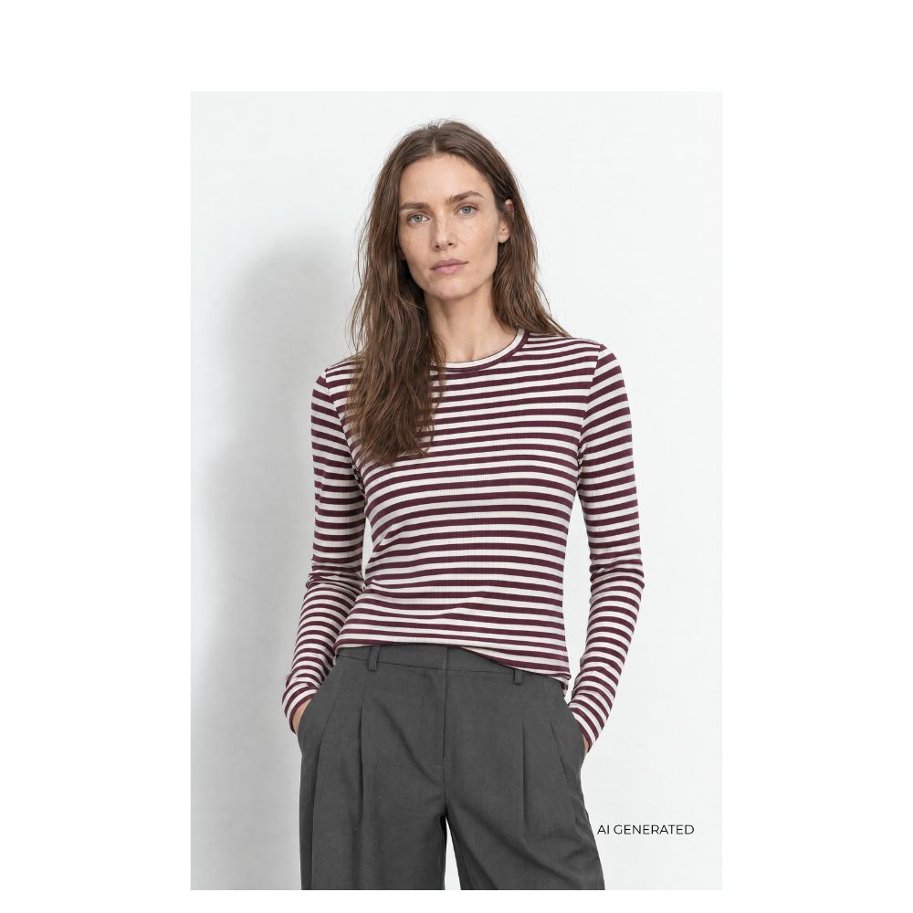 Leveté Room bluse – LR-Ika 11 (Bordeaux/Hvid)