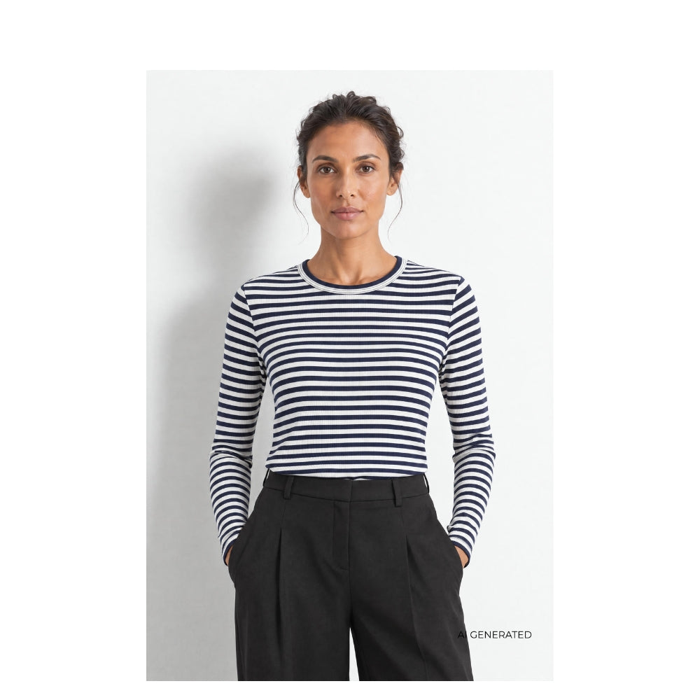 Leveté Room bluse – LR-Ika 11 (Navy/Hvid)