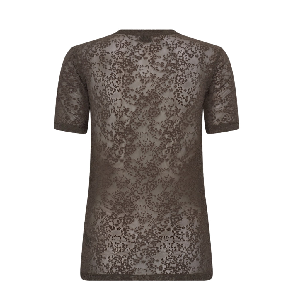Hype the Detail blonde t-shirt - Lace Tee Slim - 3-852-2 - 2 Brown