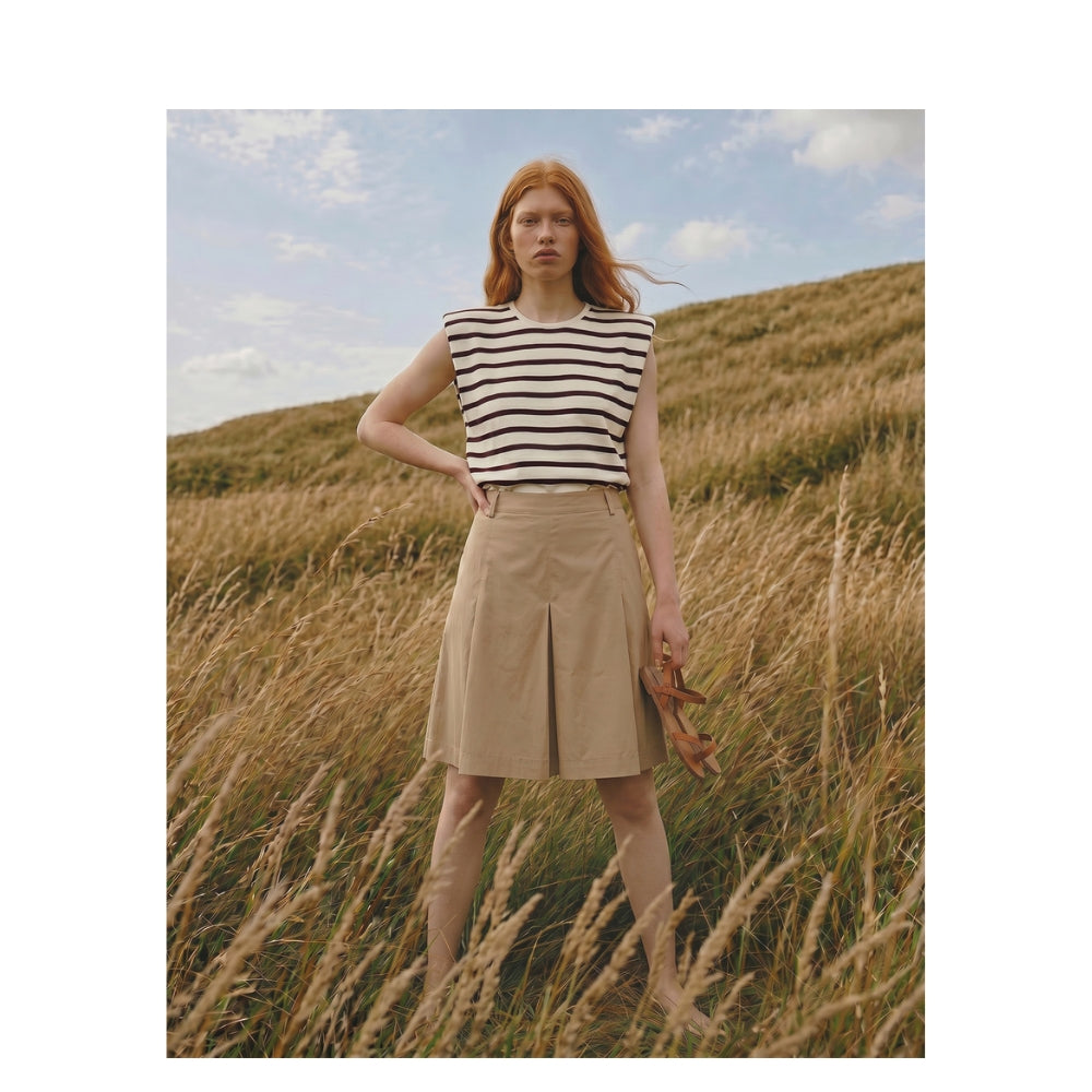 La Rouge nederdel - Vilma Plisse Skirt – LR1923 – Dark Sand